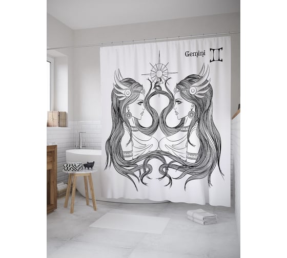 Штора (занавеска) для ванной JoyArty "Готические Близнецы" из сатена, 180х200 см с крючками, sc_60346 1
