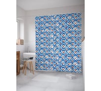 Штора (занавеска) для ванной JoyArty "Акварельные диски" из сатена, 180х200 см с крючками, sc_64070