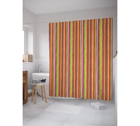 Штора (занавеска) для ванной JoyArty "Рисованные полосы" из сатена, 180х200 см с крючками, sc_57608