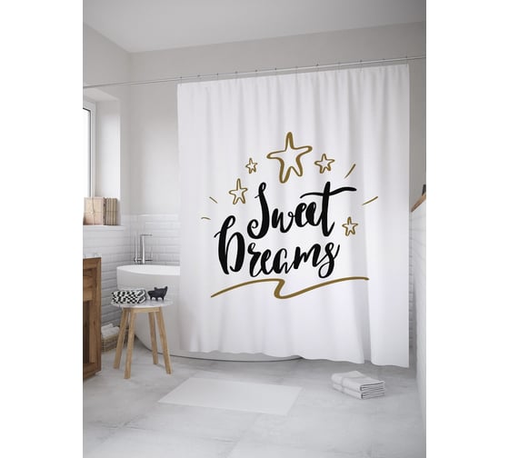 Штора (занавеска) для ванной JoyArty "Звездные мечты" из сатена, 180х200 см с крючками, sc_61150 1