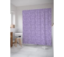 Штора (занавеска) для ванной JoyArty "Вечерняя сирень" из сатена, 180х200 см с крючками, sc_62726