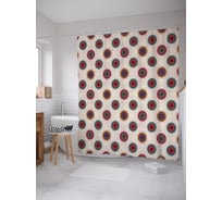 Штора (занавеска) для ванной JoyArty "Цветочные диски" из сатена, 180х200 см с крючками, sc_58387