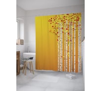 Штора (занавеска) для ванной JoyArty "Березки осенью" из сатена, 180х200 см с крючками, sc_60558