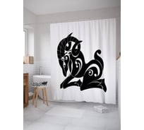 Штора (занавеска) для ванной JoyArty "Графический Овен" из сатена, 180х200 см с крючками, sc_58988