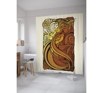 Штора (занавеска) для ванной JoyArty "Красивая племенная женщина" из сатена, 180х200 см с крючками, sc_60604