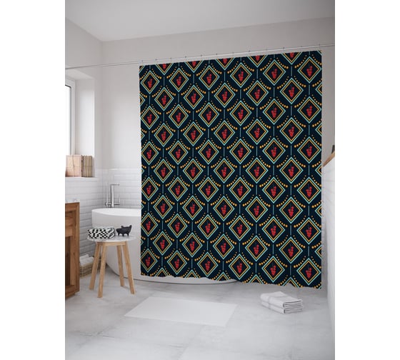 Штора (занавеска) для ванной JoyArty "Ягоды порички" из сатена, 180х200 см с крючками, sc_64178 1