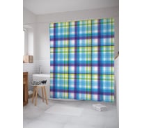 Штора (занавеска) для ванной JoyArty "Цветное клеточное плетение" из сатена, 180х200 см с крючками, sc_58674