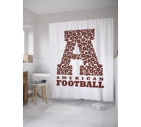 Штора (занавеска) для ванной JoyArty "А - американский футбол" из сатена, 180х200 см с крючками, sc_59561