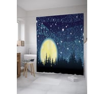 Штора (занавеска) для ванной JoyArty "Закат огромной луны" из сатена, 180х200 см с крючками, sc_61977