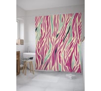 Штора (занавеска) для ванной JoyArty "Цветная зебра" из сатена, 180х200 см с крючками, sc_61661