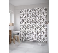 Штора (занавеска) для ванной JoyArty "Мельницы монохром" из сатена, 180х200 см с крючками, sc_61758