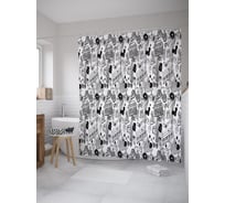 Штора (занавеска) для ванной JoyArty "Музыка с собой" из сатена, 180х200 см с крючками, sc_52510