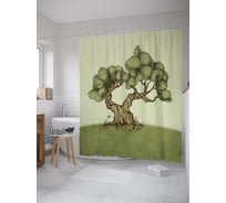 Штора (занавеска) для ванной JoyArty "Дерево в стиле бонсай" из сатена, 180х200 см с крючками, sc_60539