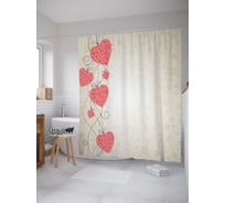 Штора (занавеска) для ванной JoyArty "Влюбленные сердца" из сатена, 180х200 см с крючками, sc_53941