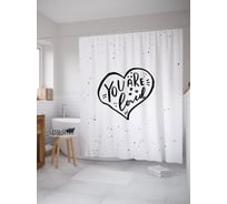 Штора (занавеска) для ванной JoyArty "Тебя любят" из сатена, 180х200 см с крючками, sc_53916