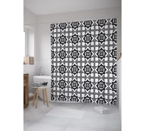 Штора (занавеска) для ванной JoyArty "Сплетение квадратов" из сатена, 180х200 см с крючками, sc_52501