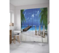 Штора (занавеска) для ванной JoyArty "Облачный пирс" из сатена, 180х200 см с крючками, sc_9374