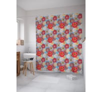 Штора (занавеска) для ванной JoyArty "Цветочный взрыв" из сатена, 180х200 см с крючками, sc_53602