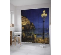 Штора (занавеска) для ванной JoyArty "Одинокий фонарь у моря" из сатена, 180х200 см с крючками, sc_9271