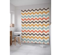 Штора (занавеска) для ванной JoyArty "Цветные зигзаги" из сатена, 180х200 см с крючками, sc_79811