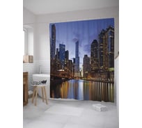 Штора (занавеска) для ванной JoyArty "Отражение городских огней" из сатена, 180х200 см с крючками, sc_8875