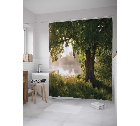 Штора (занавеска) для ванной JoyArty "Место скрытности" из сатена, 180х200 см с крючками, sc_8922 1