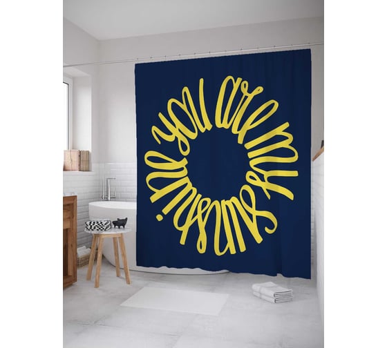 Штора (занавеска) для ванной JoyArty "Цветочный комплимент" из сатена, 180х200 см с крючками, sc_6719 1