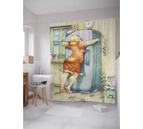 Штора (занавеска) для ванной JoyArty "Люблю не могу" из сатена, 180х200 см с крючками, sc_91955