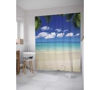 Штора (занавеска) для ванной JoyArty "Пляжные ракушки" из сатена, 180х200 см с крючками, sc_8964