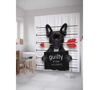 Штора (занавеска) для ванной JoyArty "Влюбленный пес" из сатена, 180х200 см с крючками, sc_91986