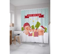 Штора (занавеска) для ванной JoyArty "Праздник для семьи" из сатена, 180х200 см с крючками, sc_78649