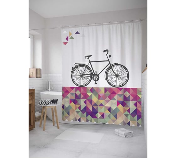 Штора (занавеска) для ванной JoyArty "Пазловый путь" из сатена, 180х200 см с крючками, sc_9012 1