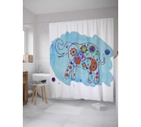 Штора (занавеска) для ванной JoyArty "Таиланд, слон, пейсли" из сатена, 180х200 см с крючками, sc_8893