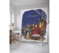 Штора (занавеска) для ванной JoyArty "С Рождеством Христовым" из сатена, 180х200 см с крючками, sc_79778