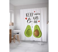 Штора (занавеска) для ванной JoyArty "Ты - моя половинка" из сатена, 180х200 см с крючками, sc_92018