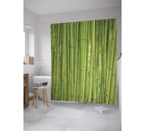 Штора (занавеска) для ванной JoyArty "Бамбуковый секрет" из сатена, 180х200 см с крючками, sc_8661