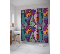 Штора (занавеска) для ванной JoyArty "Токсичные коты" из сатена, 180х200 см с крючками, sc_9626