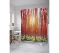 Штора (занавеска) для ванной JoyArty "Солнце в лесу" из сатена, 180х200 см с крючками, sc_8854