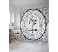 Штора (занавеска) для ванной JoyArty "Здесь сидит королева" из сатена, 180х200 см с крючками, sc_7819