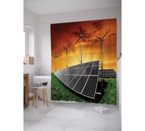 Штора (занавеска) для ванной JoyArty "Экологическая энергия" из сатена, 180х200 см с крючками, sc_7735