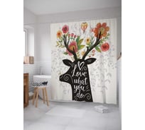 Штора (занавеска) для ванной JoyArty "Люблю что ты делаешь" из сатена, 180х200 см с крючками, sc_7822