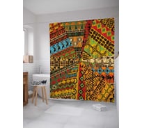 Штора (занавеска) для ванной JoyArty "Этнические рисунки" из сатена, 180х200 см с крючками, sc_36531