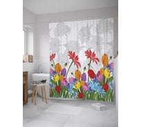 Штора (занавеска) для ванной JoyArty "Природный шлейф" из сатена, 180х200 см с крючками, sc_8050