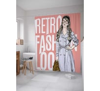 Штора (занавеска) для ванной JoyArty "Ретро мода" из сатена, 180х200 см с крючками, sc_78595