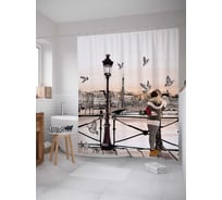 Штора (занавеска) для ванной JoyArty "Романтика на набережной" из сатена, 180х200 см с крючками, sc_91966