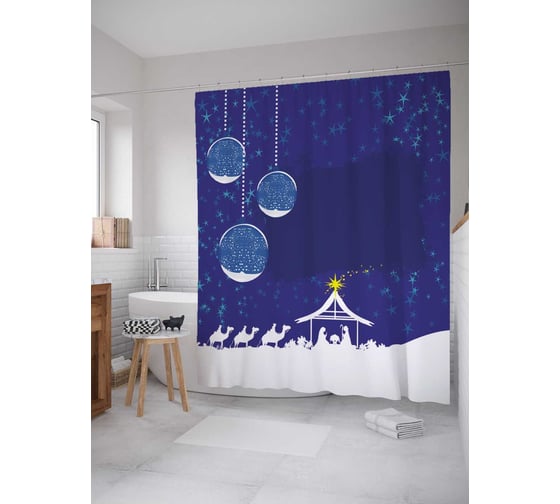 Штора (занавеска) для ванной JoyArty "Рождение Христа" из сатена, 180х200 см с крючками, sc_79758 1