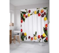 Штора (занавеска) для ванной JoyArty "Ягодная рамка" из сатена, 180х200 см sc_378857
