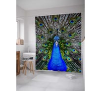 Штора (занавеска) для ванной JoyArty "Внимание павлина" из сатена, 180х200 см с крючками, sc_9043