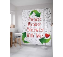 Штора (занавеска) для ванной JoyArty "Берегите воду" из сатена, 180х200 см с крючками, sc_7350