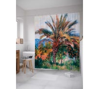 Штора (занавеска) для ванной JoyArty "Пальма в Бордигере" из сатена, 180х200 см с крючками, sc_7794